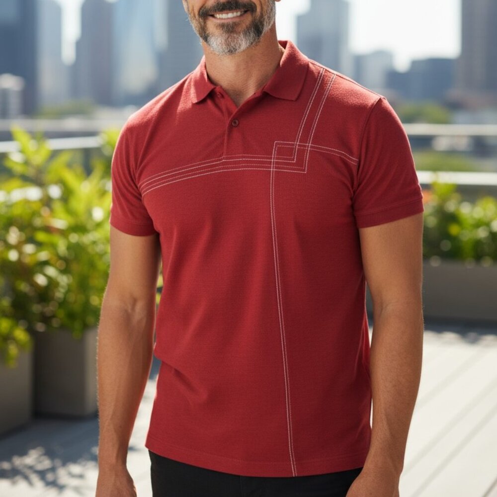 J. Ferrar Men's Modern Textured Polo - Medium